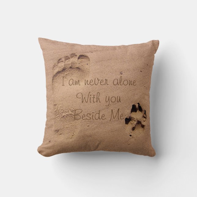 Dog Memorial Footprints in Sand personalized Throw Pillow (Front)