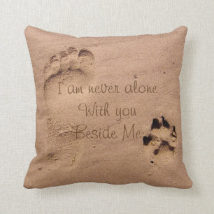 Dog Memorial Footprints in Sand personalized Throw Pillow