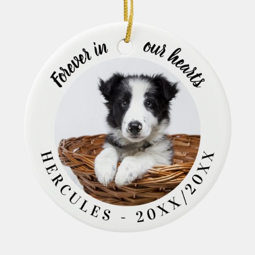Dog Memorial Forever In Our Hearts Ceramic Ornament