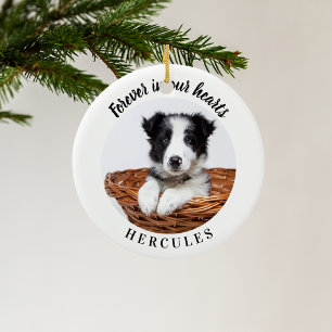 Dog memorial forever in our hearts ceramic ornament