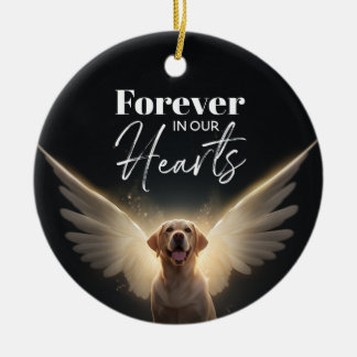 Dog memorial forever in our hearts  ceramic ornament