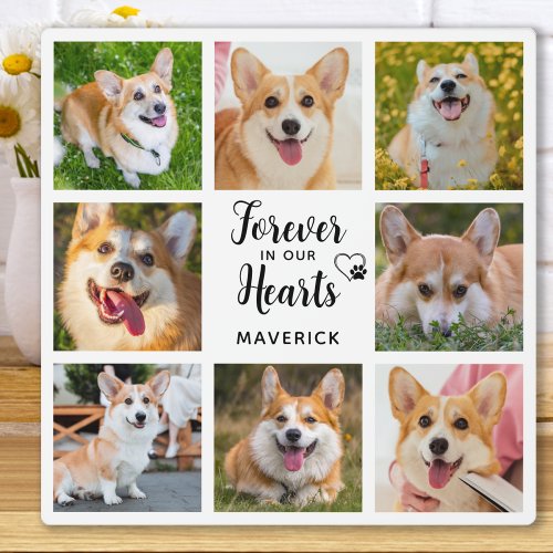 Dog Memorial Forever In Our Hearts Custom 8 Photo Plaque