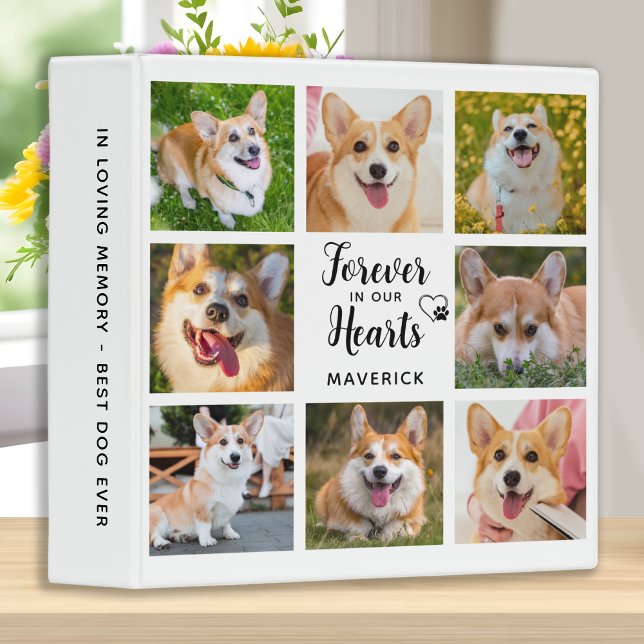 Dog Memorial Forever In Our Hearts Custom Photo 3 Ring Binder (Creator Uploaded)