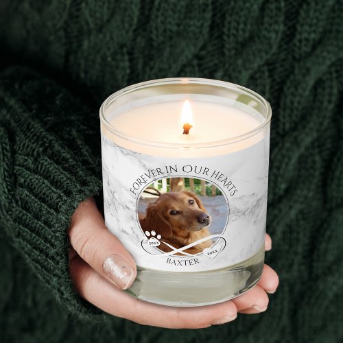 Dog Memorial Forever in Our Hearts Marble Photo Scented Candle