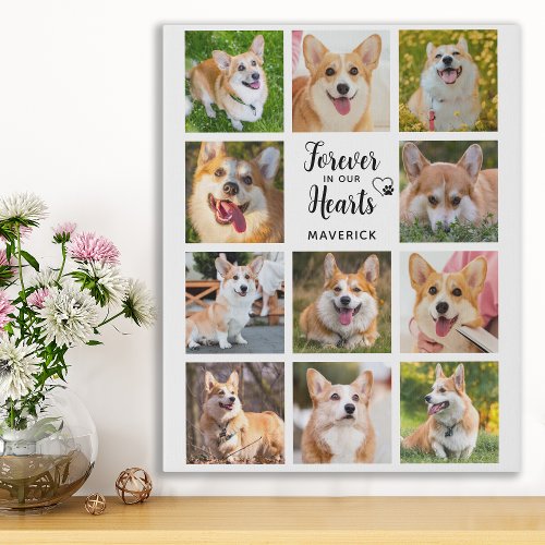 Dog Memorial Forever In Our Hearts Photo Collage   Faux Canvas Print