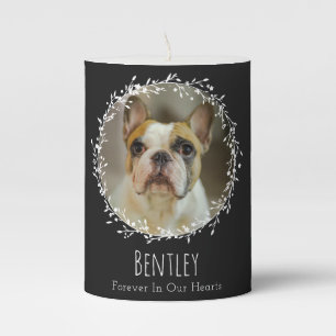 Dog Memorial Forever In Our Hearts Photo Wreath Pillar Candle