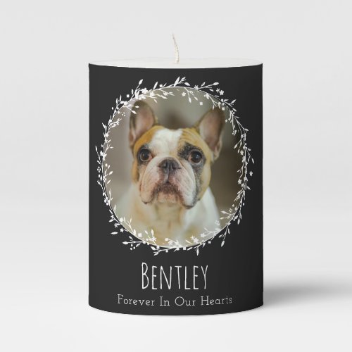 Dog Memorial Forever In Our Hearts Photo Wreath Pillar Candle