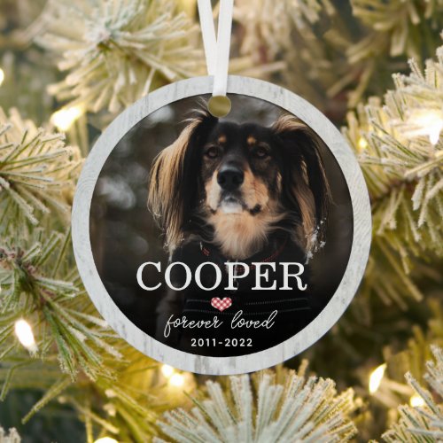 Dog Memorial Forever Loved Photo Christmas  Metal  Metal Ornament