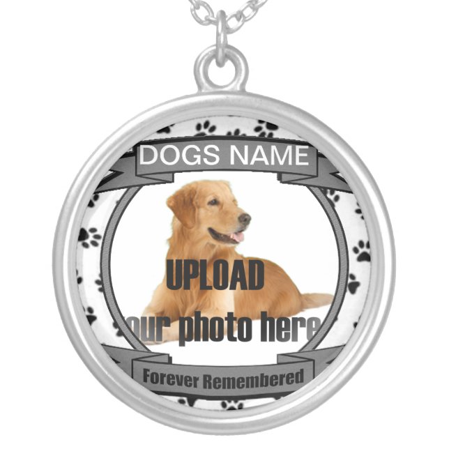Dog Memorial Forever Remembered Silver Plated Necklace (Front)