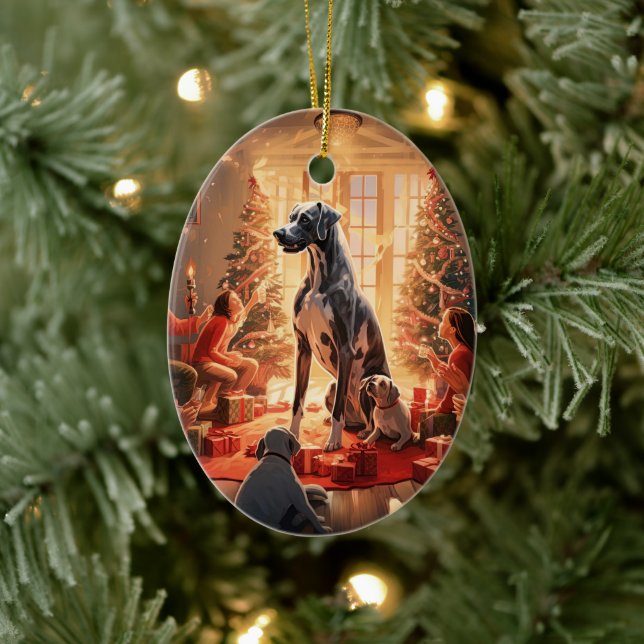 Dog Memorial Gift, Gift for Great Dane Lover Ceramic Ornament (Tree)