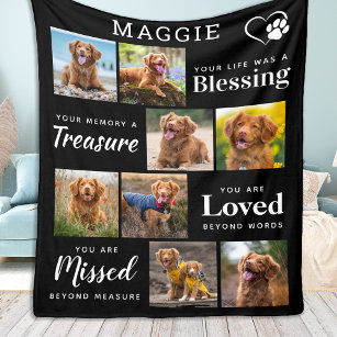 Dog Memorial Gift - Personalized Pet Loss 8 Photo  Fleece Blanket
