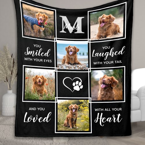 Dog Memorial Gift Personalized Pet Photo Collage Fleece Blanket