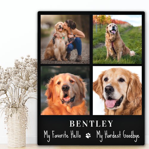 Dog Memorial Gift Pet Loss Custom 4 Photo Collage Plaque