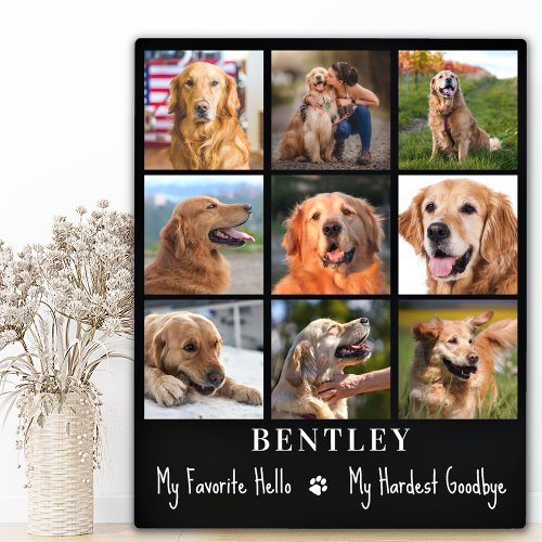 Dog Memorial Gift Pet Loss Custom 9 Photo Collage Plaque