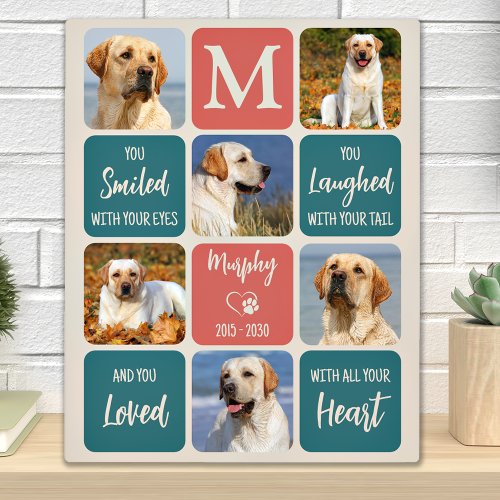 Dog Memorial Gift Pet Loss Modern Colorful 6 Photo Plaque