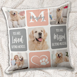 Dog Memorial Gift Pet Loss Modern Colors 5 Photo Throw Pillow