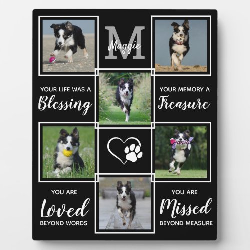 Dog Memorial Gift _ Pet Loss Monogram Dog Keepsake Plaque