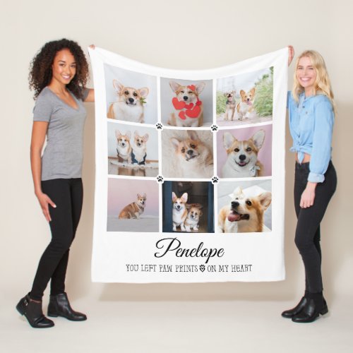 Dog Memorial Gift Pet Loss Photo Collage Keepsake Fleece Blanket