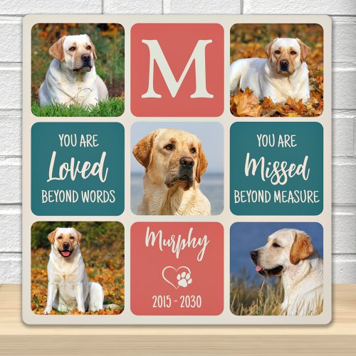 Dog Memorial Gift Pet Loss Retro Colors 5 Photo Plaque