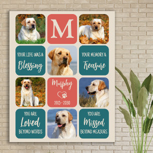 Dog Memorial Gift Pet Loss Retro Colors 6 Photo Faux Canvas Print