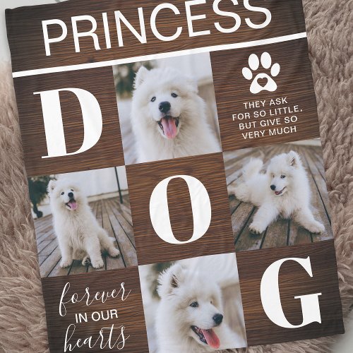 Dog Memorial Gift  Pet Photo Collage Fleece Blanket