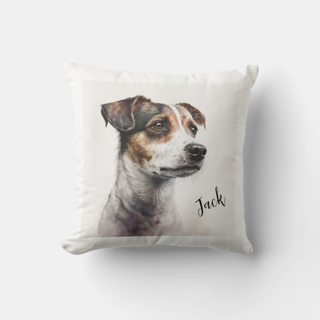 Dog Memorial Keepsake Jack Russell Personalised Throw Pillow (Front)