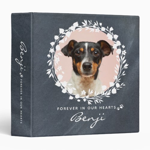 Dog Memorial Keepsake Photo Wreath Scrapbook 3 Ring Binder