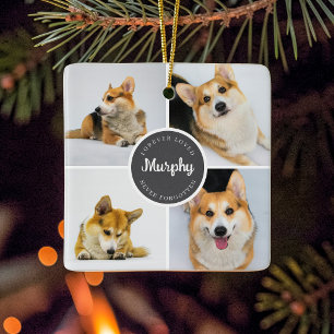 Dog Memorial Loss 4 Photo Collage Quote Keepsake Ceramic Ornament