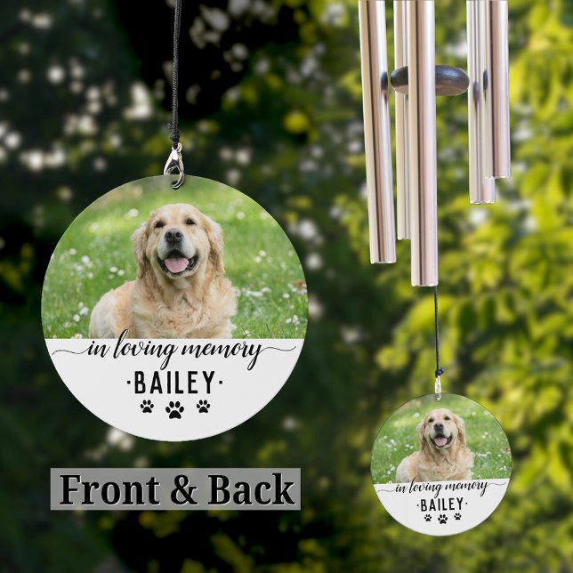 Dog Memorial Loving Memory Custom Photo Name Paws Wind Chime (Creator Uploaded)