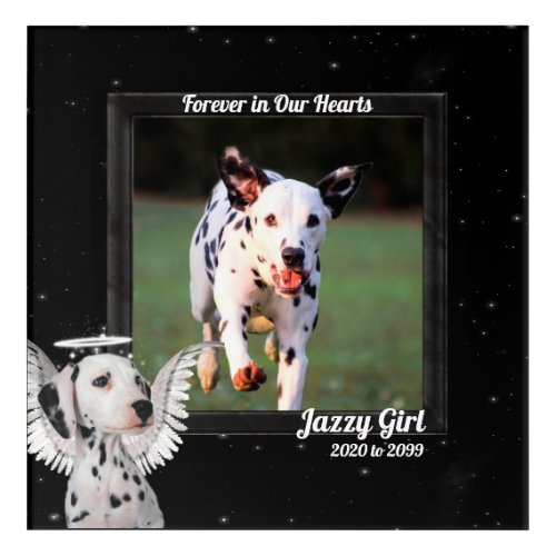 Dog Memorial Name Date and Photo Dalmatian Acrylic Print