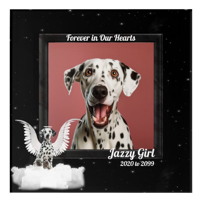 Dog Memorial Name Date and Photo Dalmatian Acrylic Print (Front)