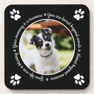Dog Memorial Paw Prints Photo Beverage Coaster
