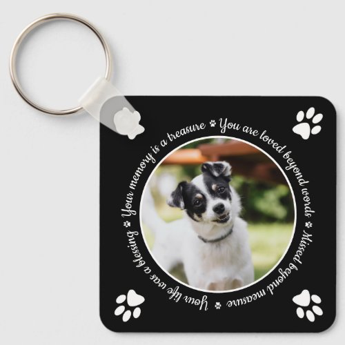 Dog Memorial Paw Prints Photo Keychain