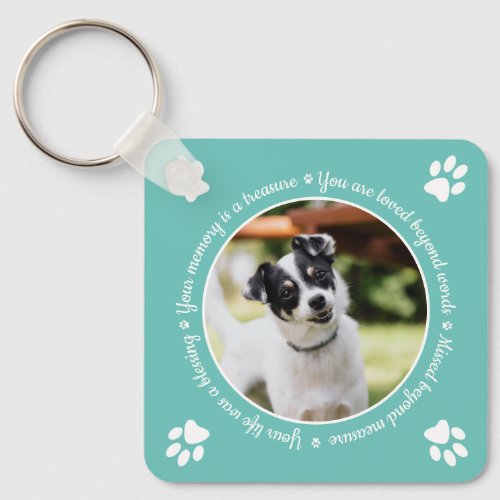 Dog Memorial Paw Prints Photo Keychain