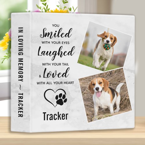 Dog Memorial Personalized Pet Photo Album 3 Ring Binder