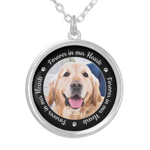 Dog Memorial Personalized Pet Photo  Silver Plated Necklace - Honor your best friend with a custom photo memorial necklace. This unique pet memorials necklace keepsake is the perfect gift for yourself, family or friends to pay tribute to your loved one. We hope your dog memorial locket necklace will bring you peace, joy and happy memories. 
Quote "Forever in our Hearts".
Customize with favorite pet dog or cat photos, and name .
COPYRIGHT © 2020 Judy Burrows, Black Dog Art - All Rights Reserved. Dog Memorial Personalized Pet Photo Silver Plated Necklace