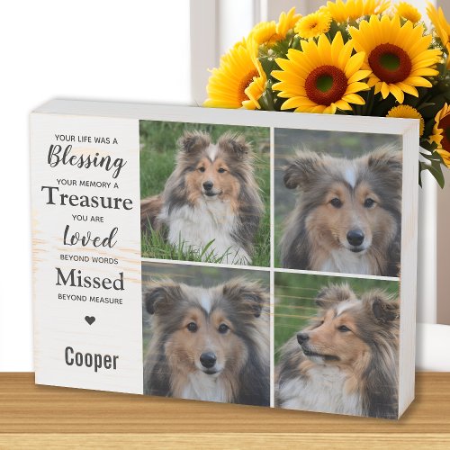 Dog Memorial Personalized Remembrance 4 Pet Photo Wooden Box Sign