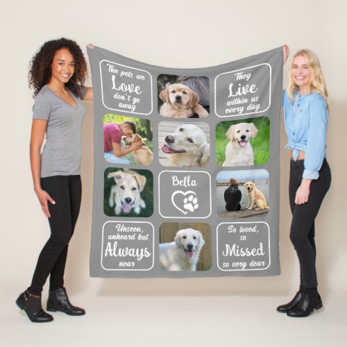 Dog Memorial Pet Loss 7 Photo Quote Your Colors Fleece Blanket
