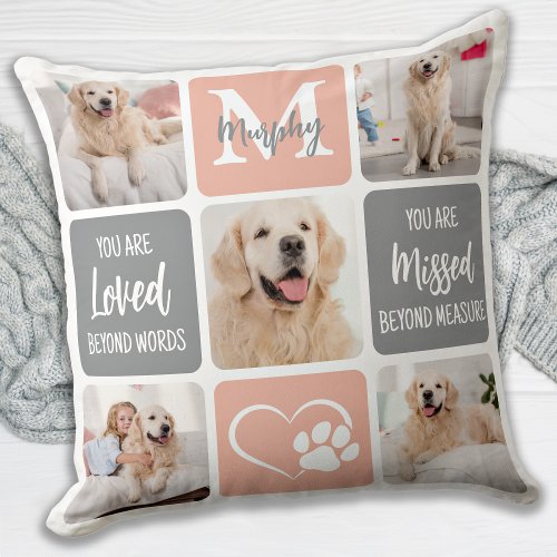 Dog Memorial Pet Loss Gift Modern Colors 5 Photo Throw Pillow