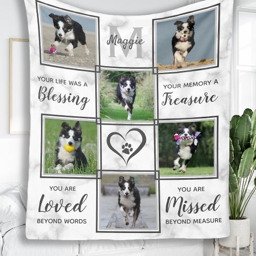 Dog Memorial _ Pet Loss Gift Monogram Dog Keepsake Fleece Blanket