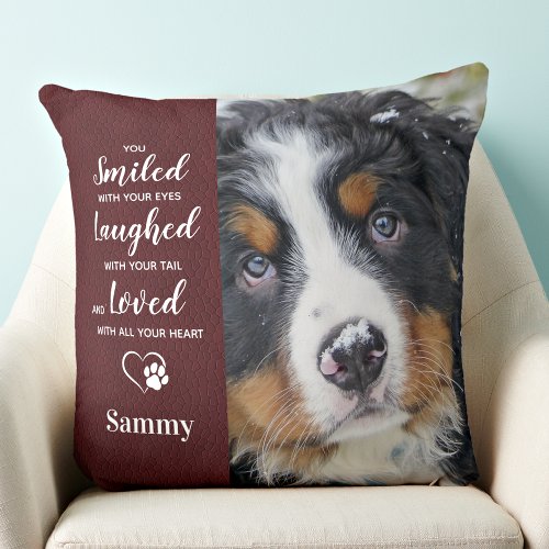 Dog Memorial Pet Loss Gift Remembrance 2 Photo Throw Pillow