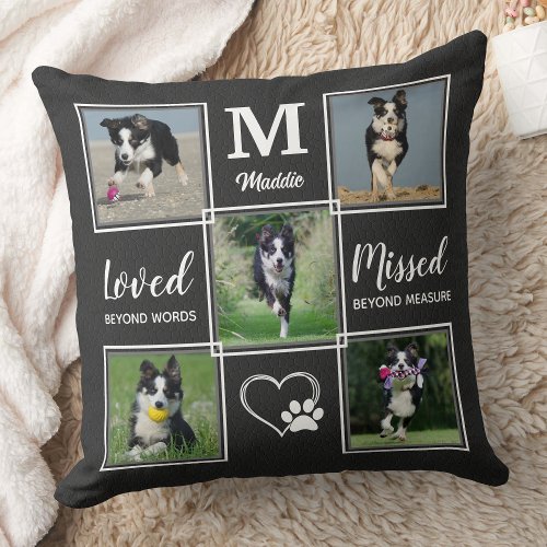 Dog Memorial _ Pet Loss Gifts _ Custom 5 Pictures Throw Pillow