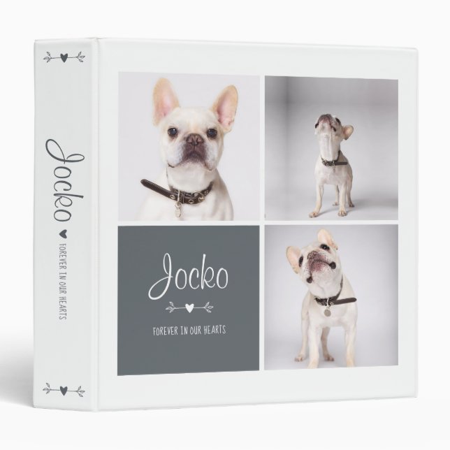 Dog Memorial Pet Loss Keepsake Photo Collage 3 Ring Binder (Front/Spine)
