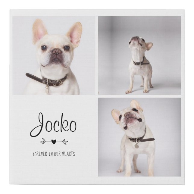 Dog Memorial Pet Loss Keepsake Photo Collage Faux Canvas Print (Front)