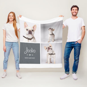 Dog Memorial Pet Loss Keepsake Photo Collage Fleece Blanket