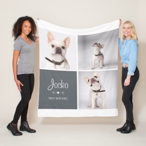 Dog Memorial Pet Loss Keepsake Photo Collage Fleece Blanket