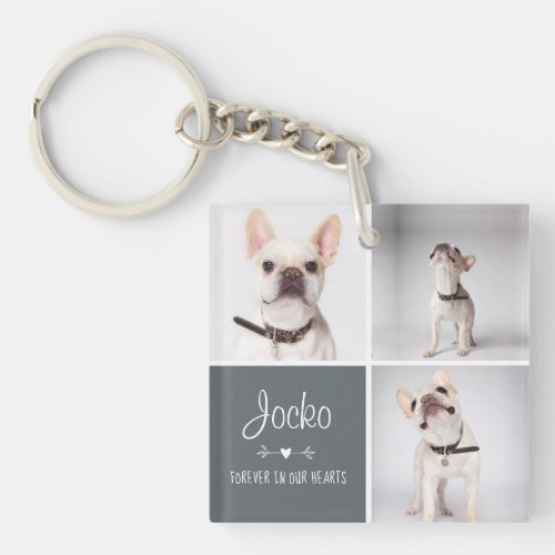 Dog Memorial Pet Loss Keepsake Photo Collage Keychain