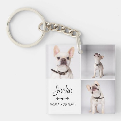 Dog Memorial Pet Loss Keepsake Photo Collage Keychain