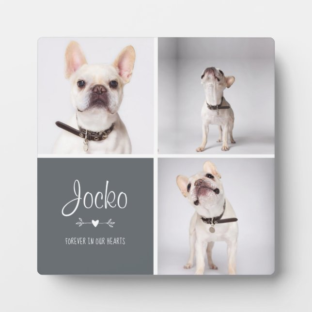 Dog Memorial Pet Loss Keepsake Photo Collage Plaque (Front)