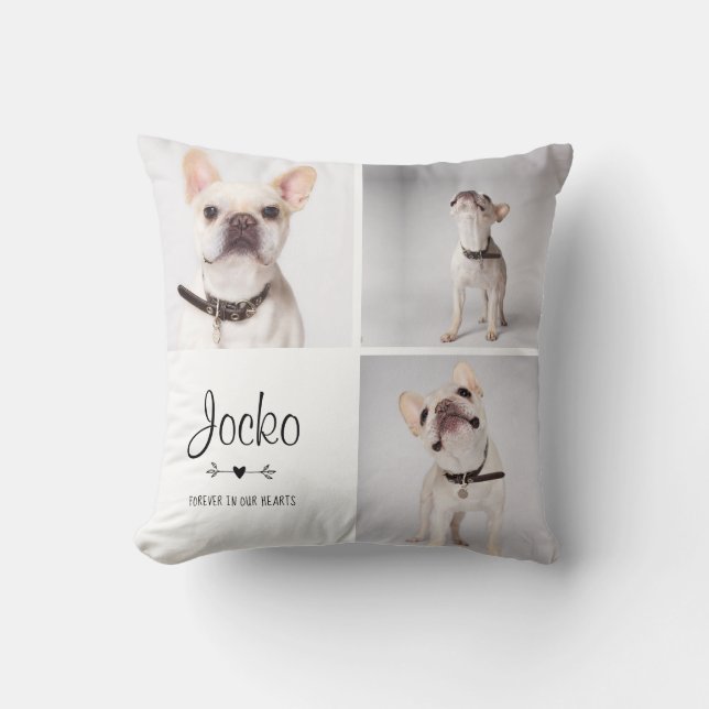 Dog Memorial Pet Loss Keepsake Photo Collage Throw Pillow (Front)
